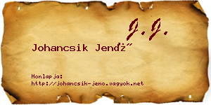 Johancsik Jenő névjegykártya